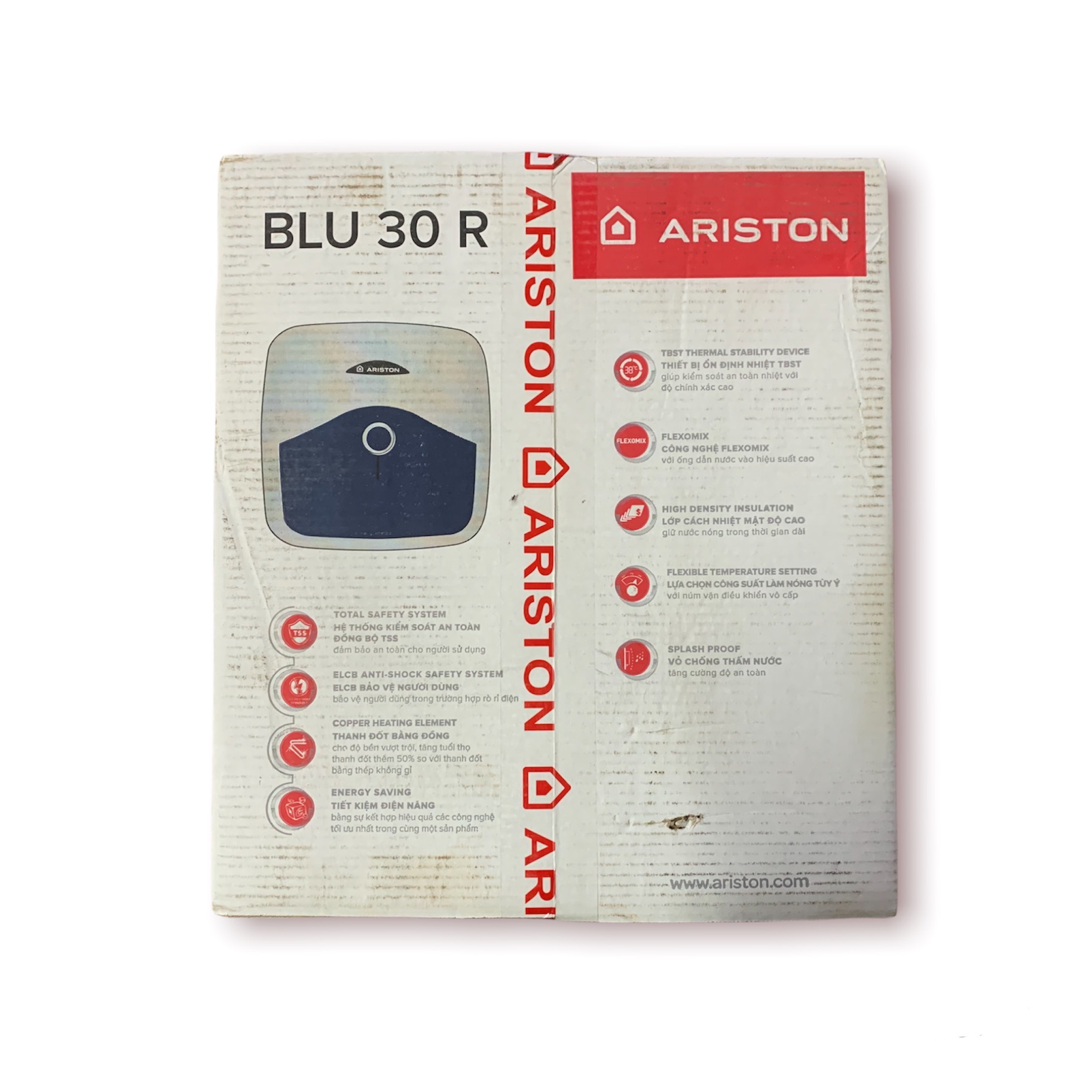 Bình nước nóng gián tiếp ARISTON 30 lít BLU 30R(Bình vuông) - Hàng chính hãng