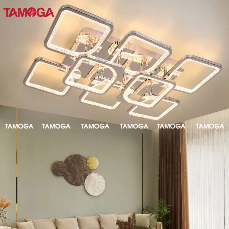 Đèn ốp trần phòng khách 8 cánh hình chữ nhật TAMOGA KITIS 101 + Tặng kèm điều khiển