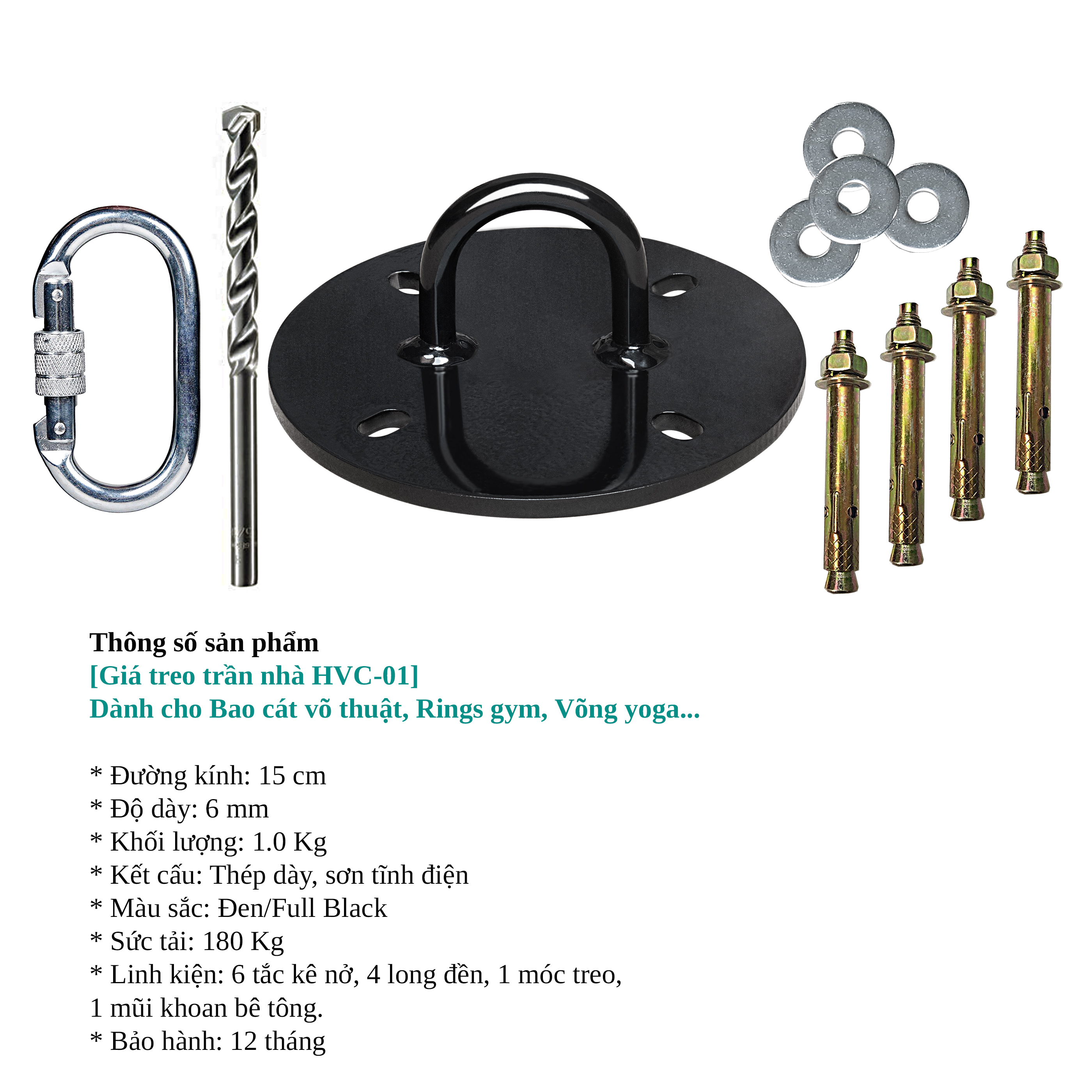 Giá treo trần nhà cho Bao cát võ thuật, Gym Rings, Võng Yoga, Heavy Bag Hanger Pocorrys HVB-01