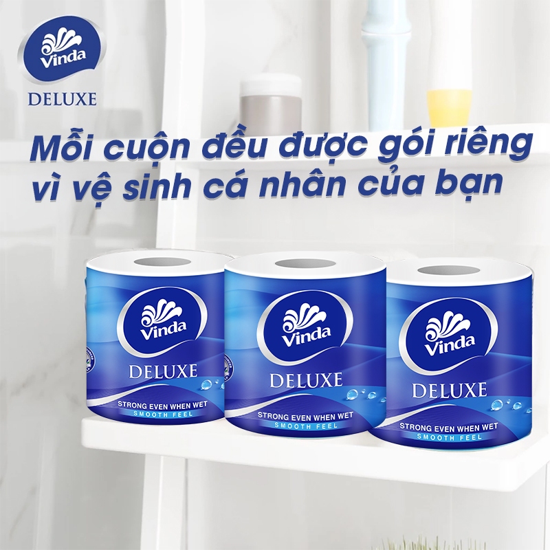 [MUA 2 LỐC GVS DELUXE TẶNG 3 CUỘN] Giấy vệ sinh cao cấp Vinda Deluxe 3 lớp (8 Cuộn)