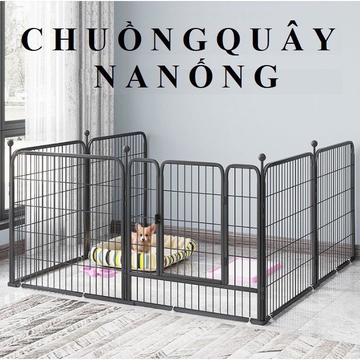 Chuồng Quây Chó Lớn - Nan Ống Cao Cấp - Gồm 6 Tấm Ghép 60&60cm - Trắng, Đen