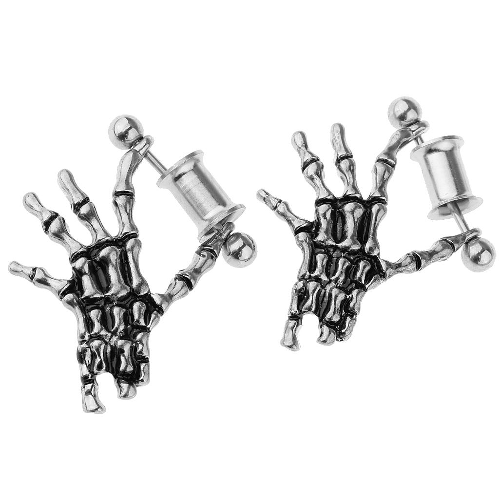2 Pieces Stainless Steel Skeleton Hand Ear Plugs Tunnel Expander Gauges