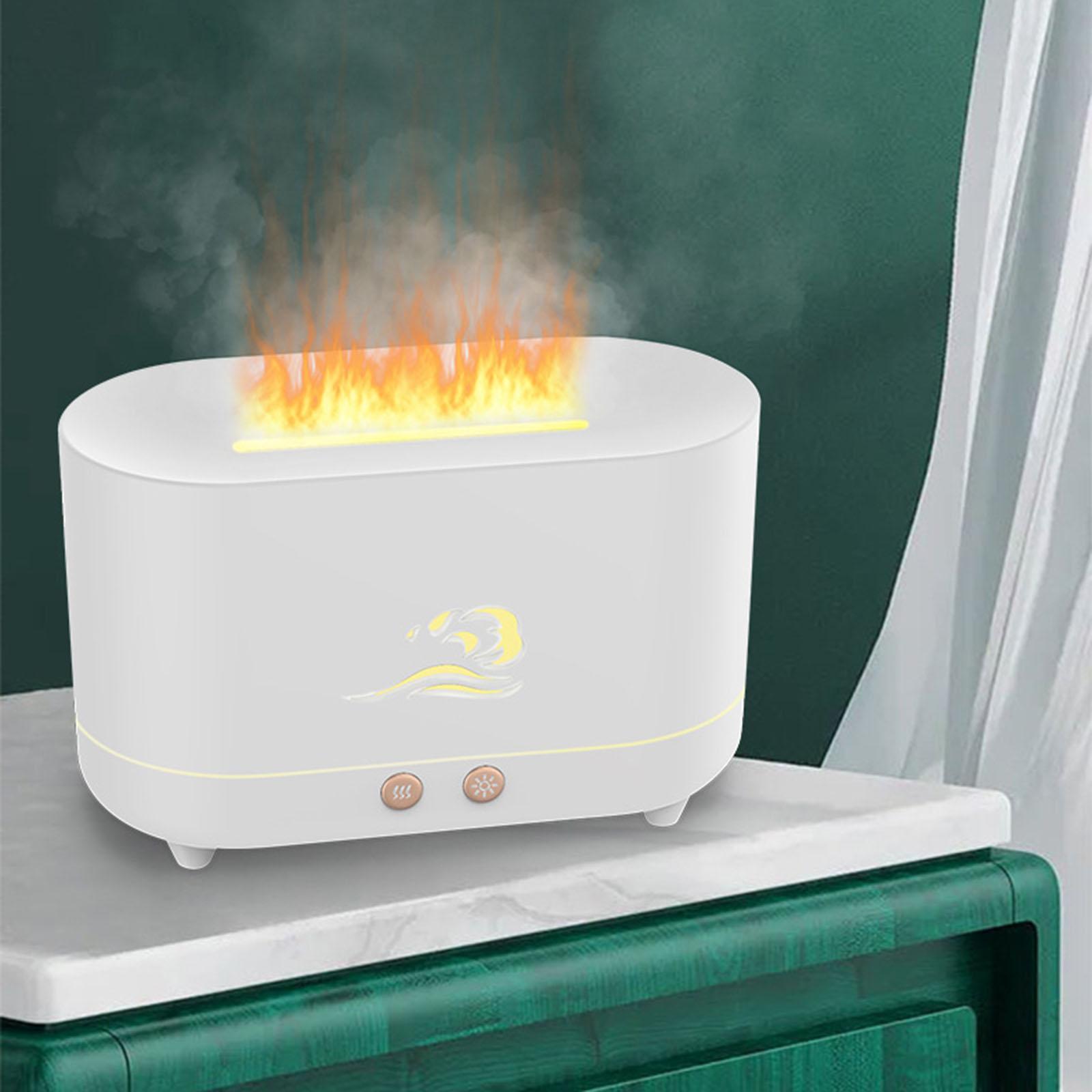 Air Humidifier USB Auto Shut Off with Realistic Flame Mist Silent with Night Light for Bedroom
