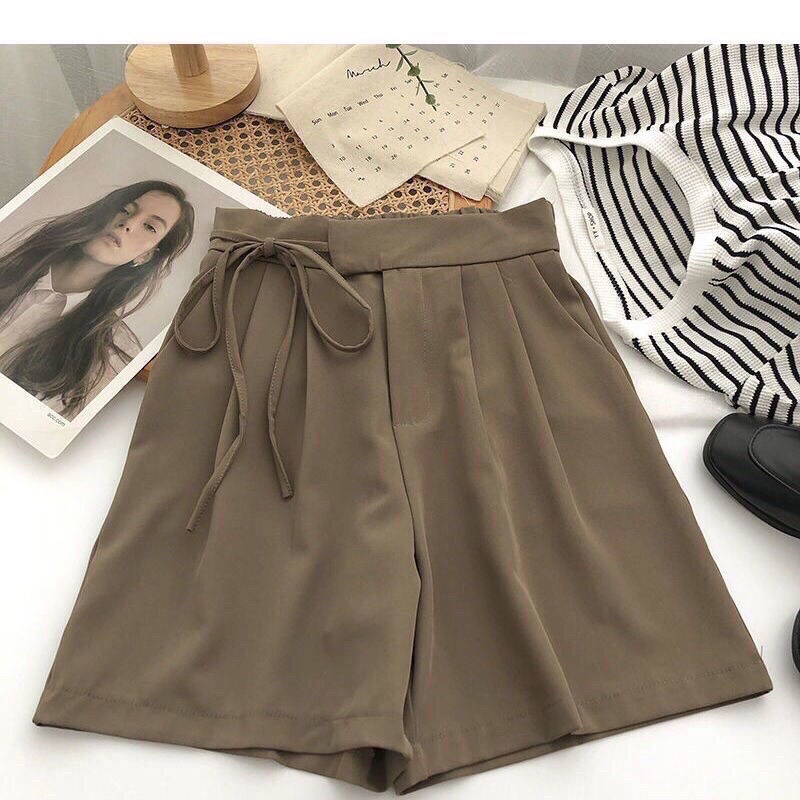 Quần short nữ cạp cao, chất liệu vải bền mát, thiết kế trẻ trung, năng động, quần đùi nữ NeSa Shop, QTN01 - S &lt;45kg, Eo 65cm