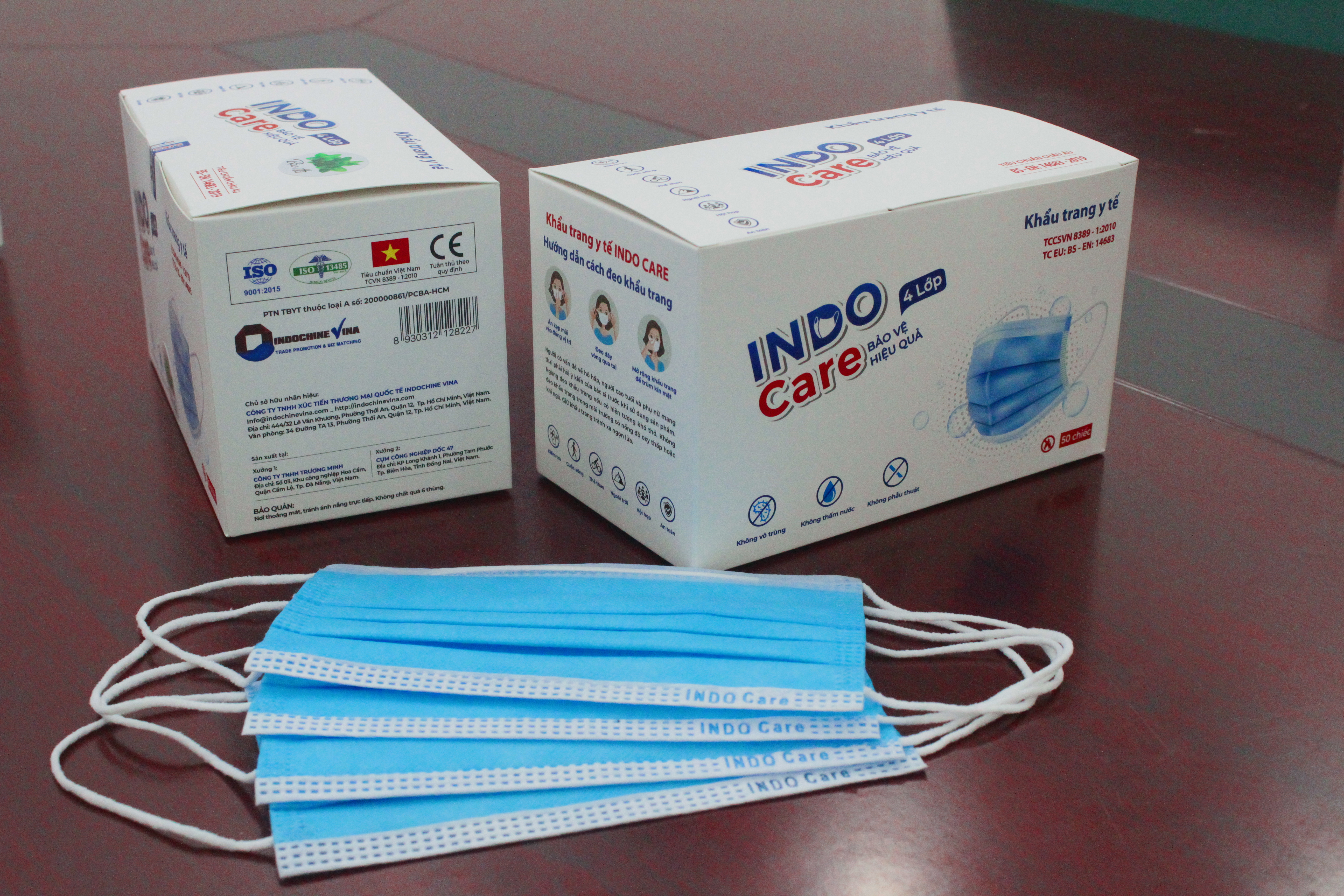 [InDoCare] Combo5 hộp Khẩu Trang Y Tế 4 lớp INDO CARE Kháng khuẩn 99%. Tiêu Chuẩn Châu Âu BS EN 14683-2019. Chống tia UV ngăn ngừa mụn khói bụi hiệu quả (Tặng 1 chai nước rửa tay 100ml).