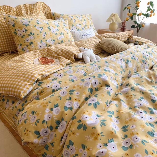 Set Cotton LiVing Hoa Nhí Vintage Hàng Nhập Khẩu Cao Cấp 4 Món