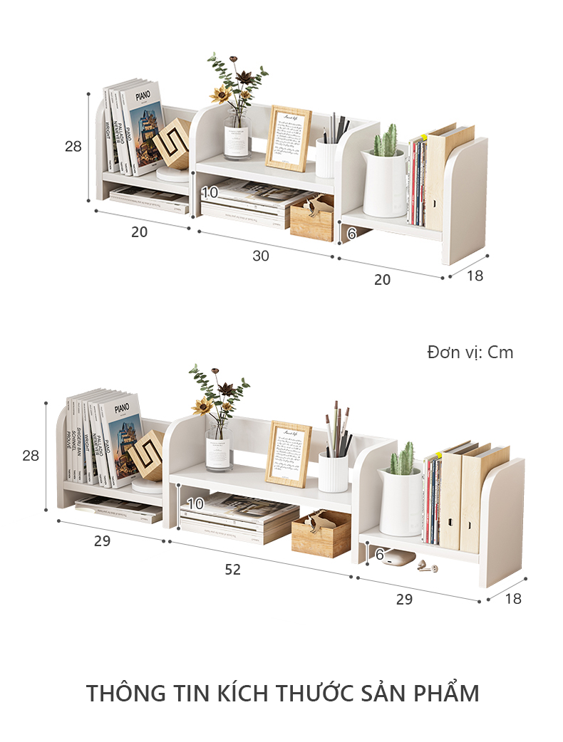 Kệ sách để bàn đa năng decor bàn làm việc cực xinh thương hiệu IGA - GP261