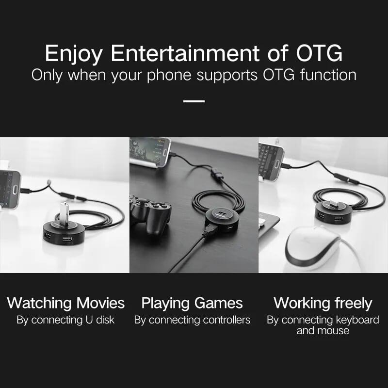 Ugreen UG20278CR106TK 1M màu Đen Bộ chia HUB USB 2.0 sang 4 USB 2.0 hỗ trợ OTG - HÀNG CHÍNH HÃNG