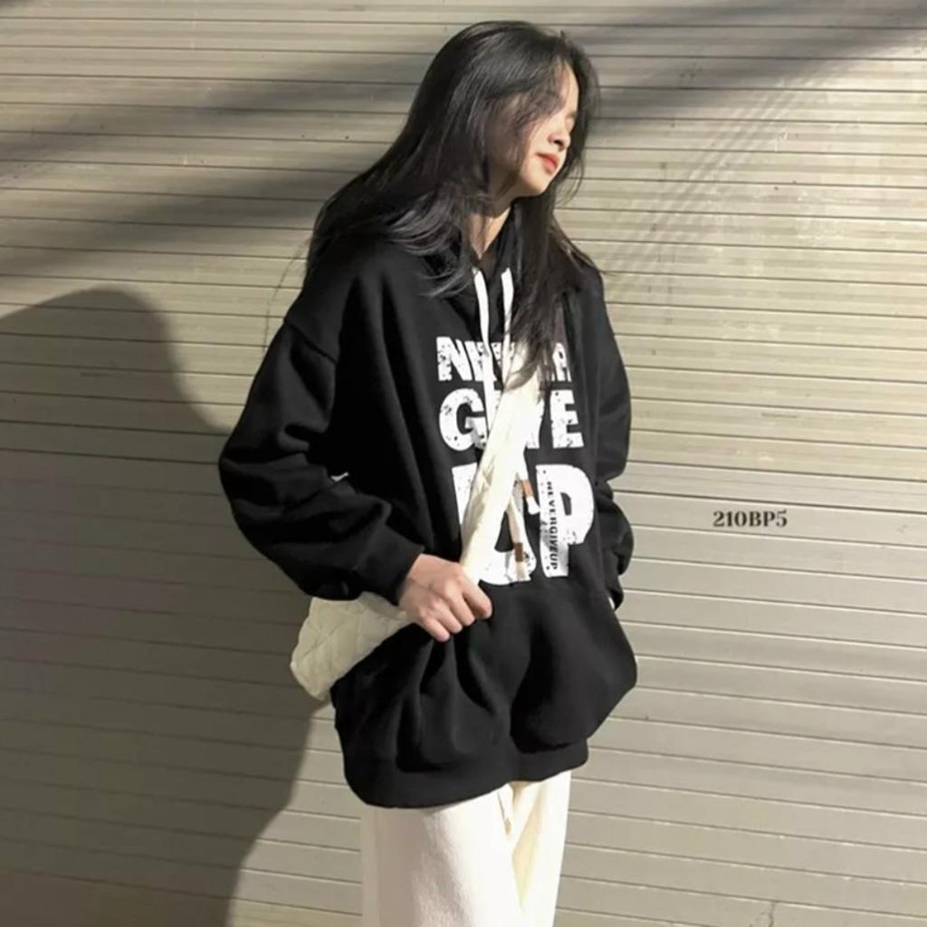 Áo Hoodie Nỉ Ngoại NEVER GIVE UP - Áo Khoác Nỉ nam nữ Unisex (HD300 - Ảnh Thật)