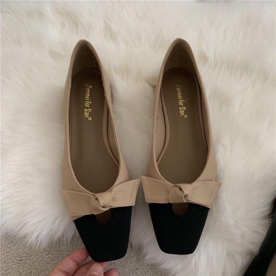 Giày búp bê nơ công sở phối da lộn sang chảnh G080