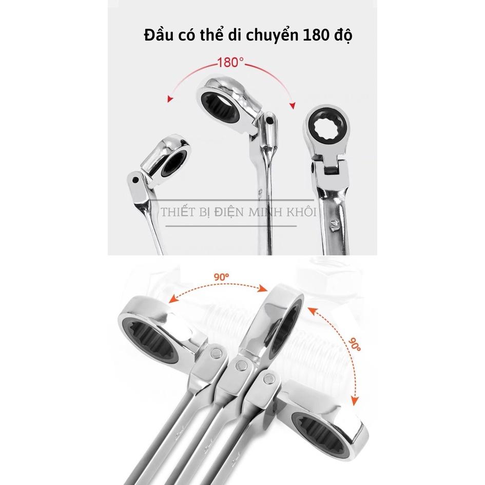 Bộ Cờ Lê Đa Năng Tự Động Gật Gù 7 Chi Tiết Linh Hoạt Hàng Cao Cấp, bộ cà lê vòng miệng tự động, cổ gật gù sua xe