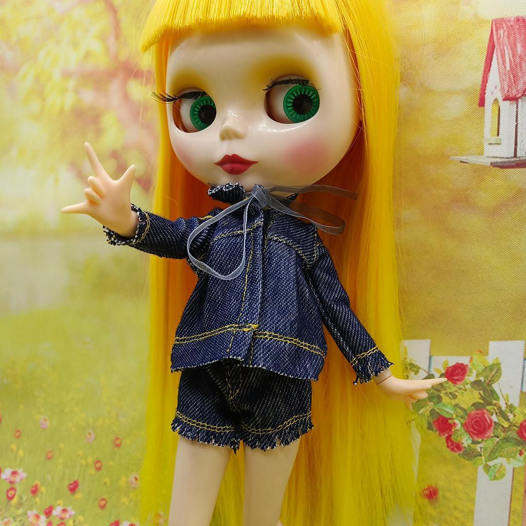 2-4pack Stylish Denim Costume Set Tops Coat & Trousers Pants Outfits For Blythe