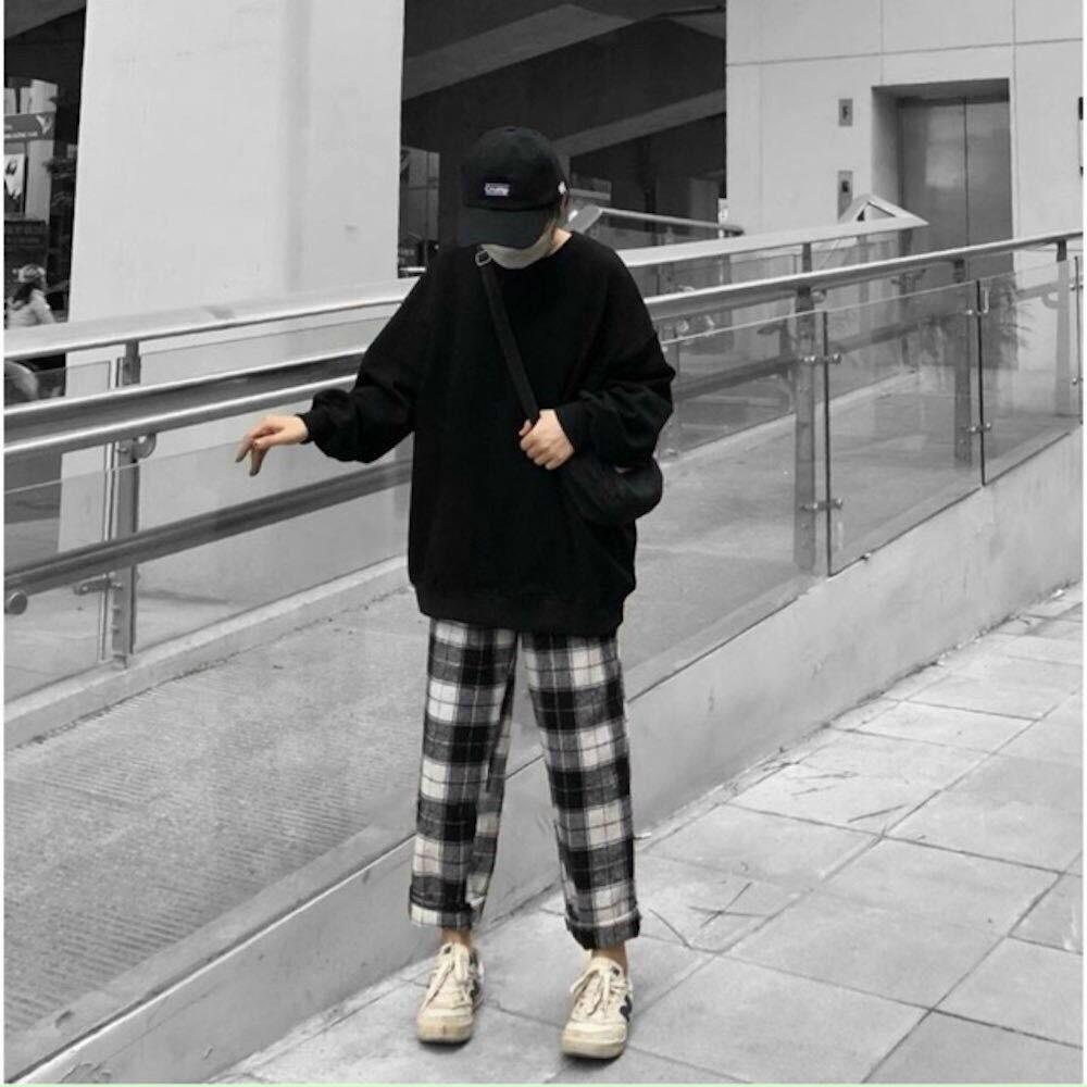 Quần baggy kẻ caro unisex Caro ống suông rộng nam nữ oversize ullzang, Culottes ống rộng cạp chun thiết kế kẻ caro, bắt mắt, cá tính