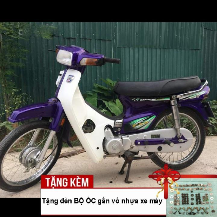 Dàn áo xe Honda-Dream II nhựa ABS nguyên sinh cao cấp màu Tím, tặng kèm bộ tem và bộ ốc theo xe