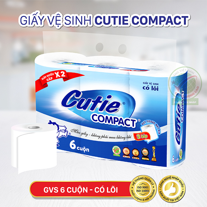 Giấy Vệ Sinh Cutie Compact có lõi 6 cuộn