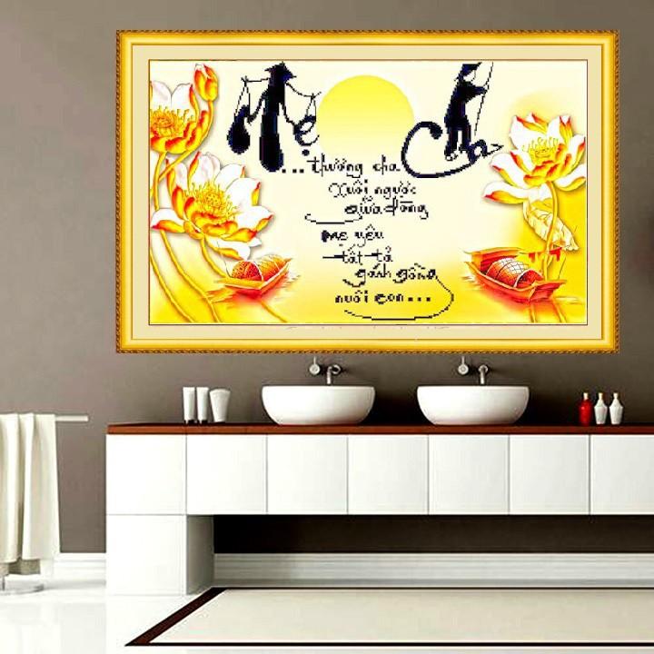 Tranh Đính Đá CHA MẸ . Kích Thước: 75cm x 48cm