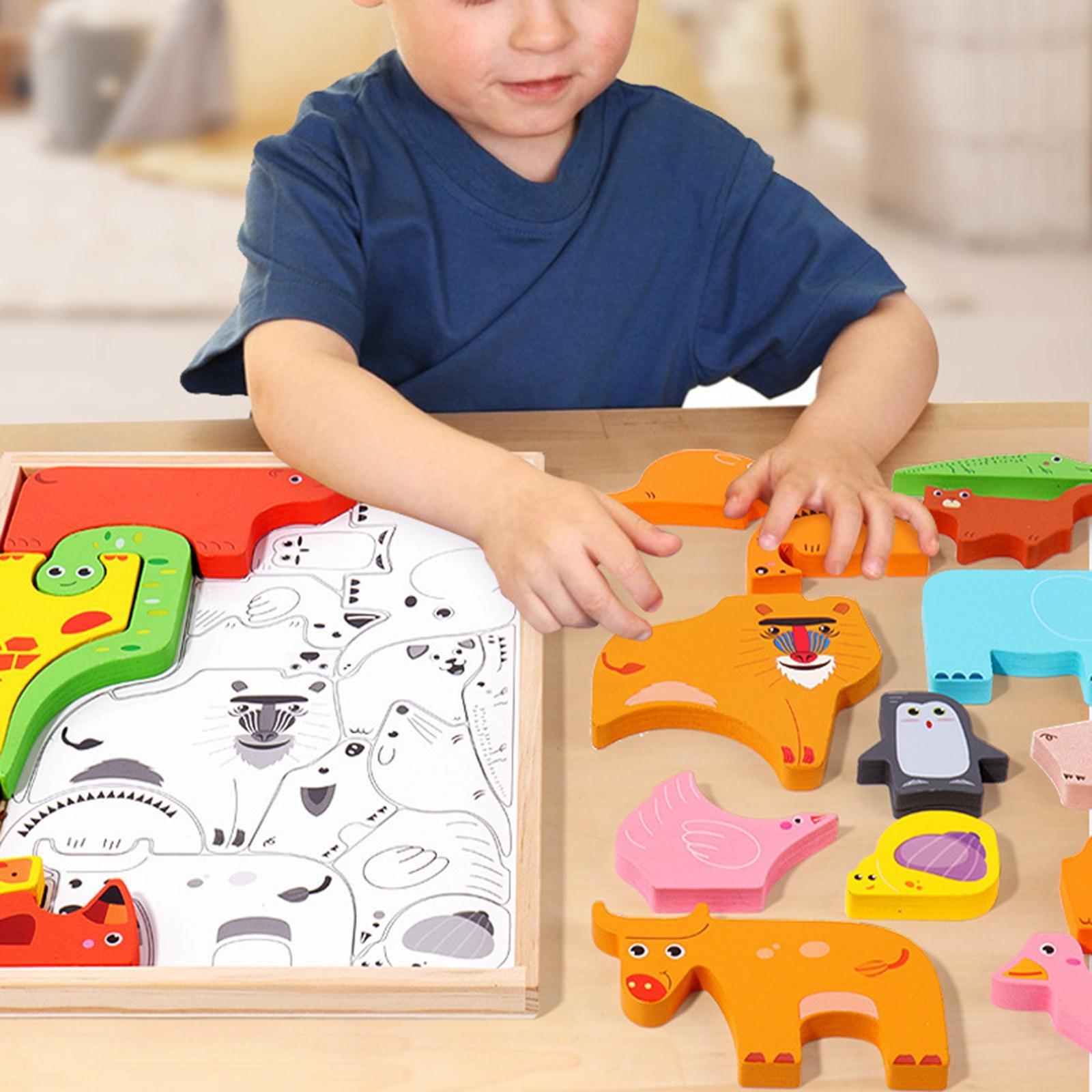 Montessori Animal Jigsaw Puzzles Construction Toy Shape Puzzle for Girls