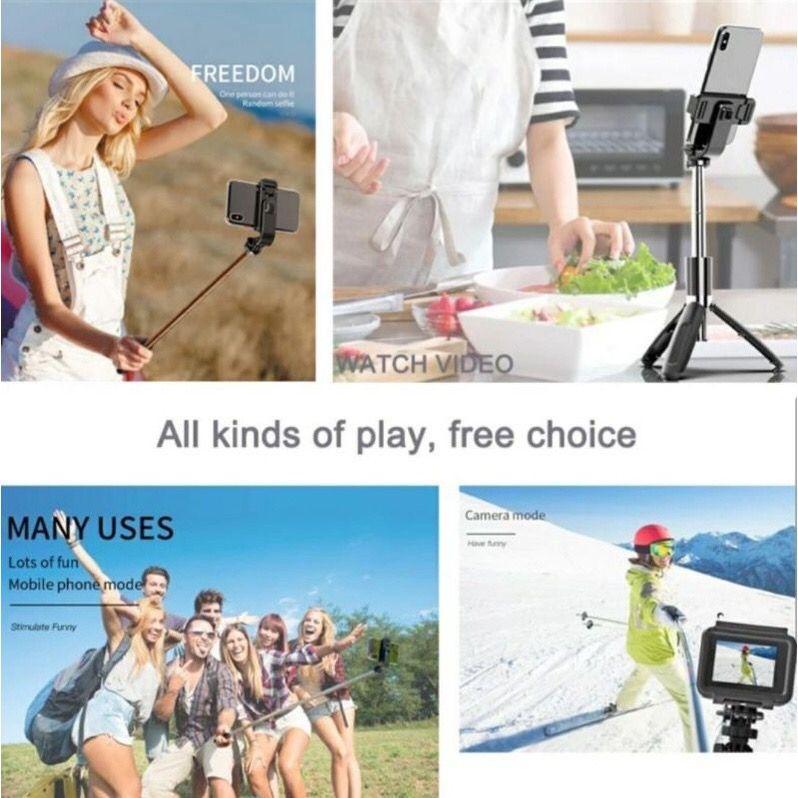 Gậy chụp ảnh tự sướng Selfie Bluetooth Q07 có đèn LED trợ sáng kiêm chân đế Tripod và Kẹp điện thoại