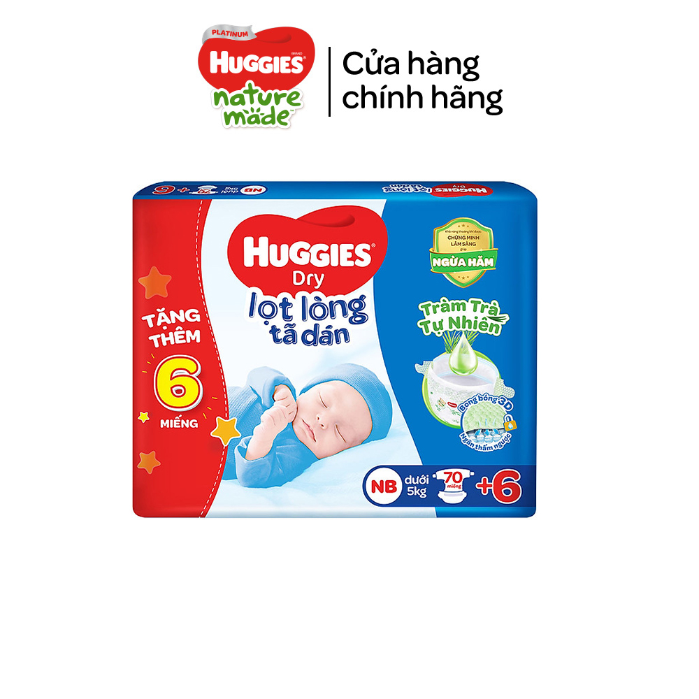 [Tặng kèm miếng] Tã dán sơ sinh Tràm Trà Tự Nhiên Huggies NB40/NB70/S54/S80