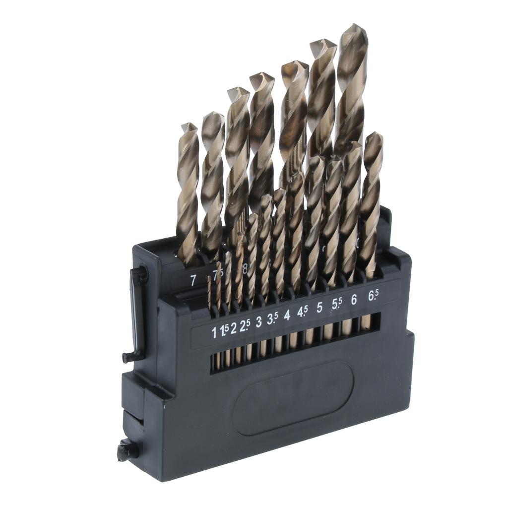 Bộ 19 M35 Cấp Cobalt 5% HSS Mũi Khoan Xoắn Bit Bộ Dụng Cụ Khoan