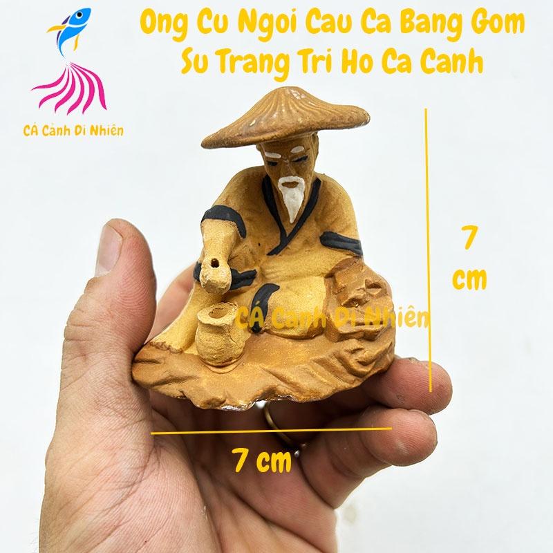 Ông già ngồi câu cá LỚN bằng gốm sứ làm tiểu cảnh trang trí hồ cá cao 7 cm BDDH1-6