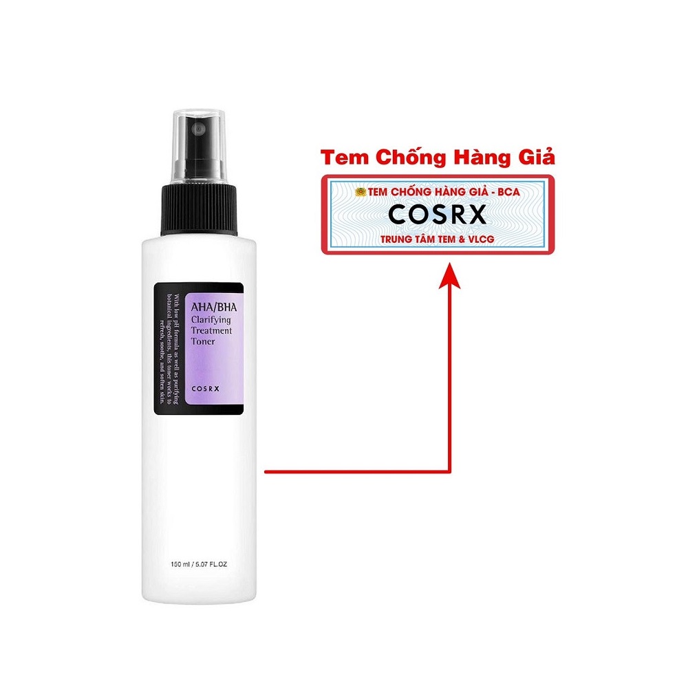 Nước hoa hồng Làm Dịu Da Mụn, Cấp Ẩm Dưỡng Sáng Da COSRX AHA/BHA CLARIFYING TREATMENT TONER 50ml/100ml