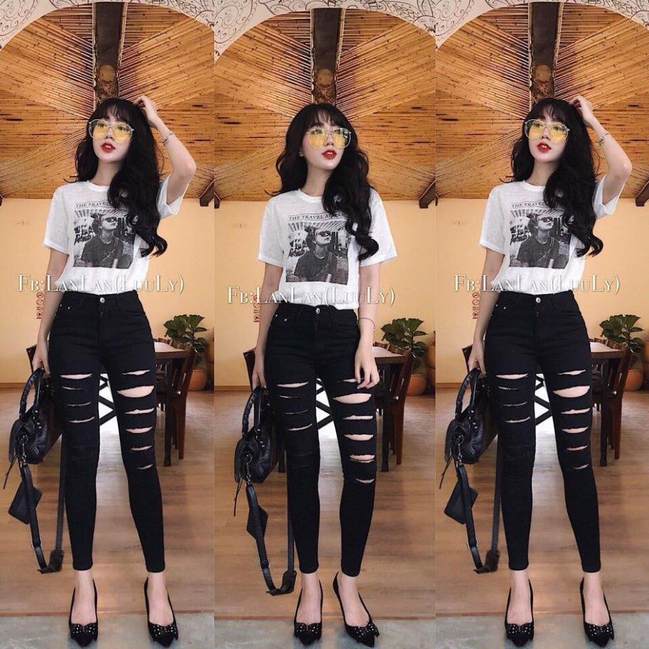 Quần jean nữ rách cá tính