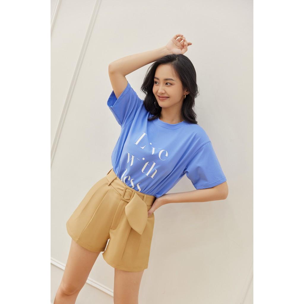 Quần Short Phối Thắt Lưng Màu Nâu EDINI - S142
