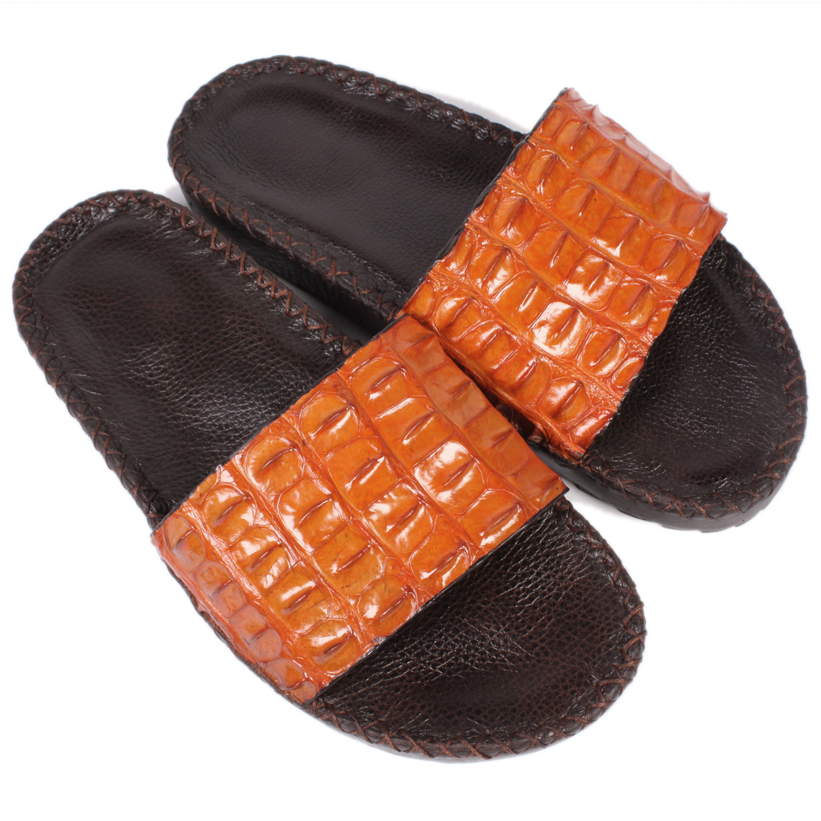 Dép nam Huy Hoàng da cá sấu quai ngang gai màu đen, nâu đất, vàng bò, nâu đỏ HJ7264-65-66-67