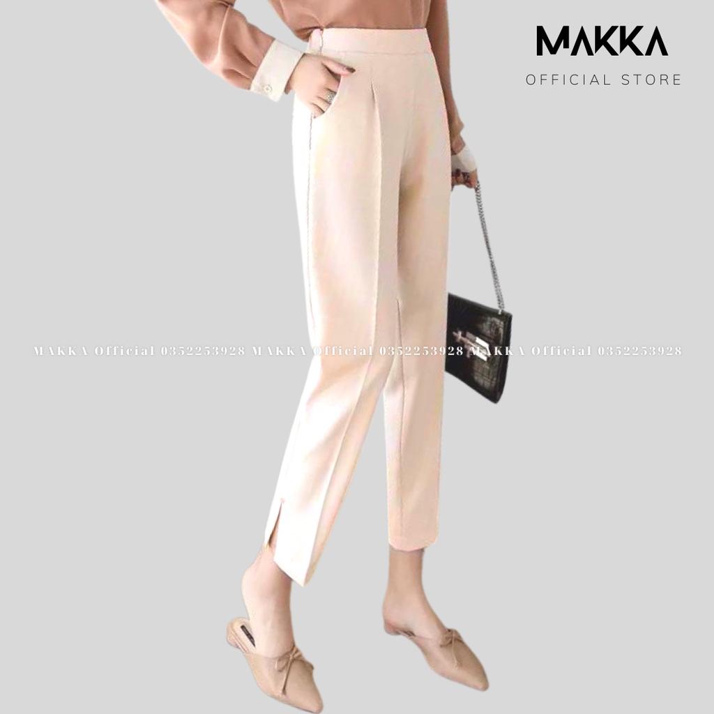 Quần baggy nữ MAKKA baggy xẻ gấu khóa lệ hông chất tuyết mưa siêu đẹp 8311