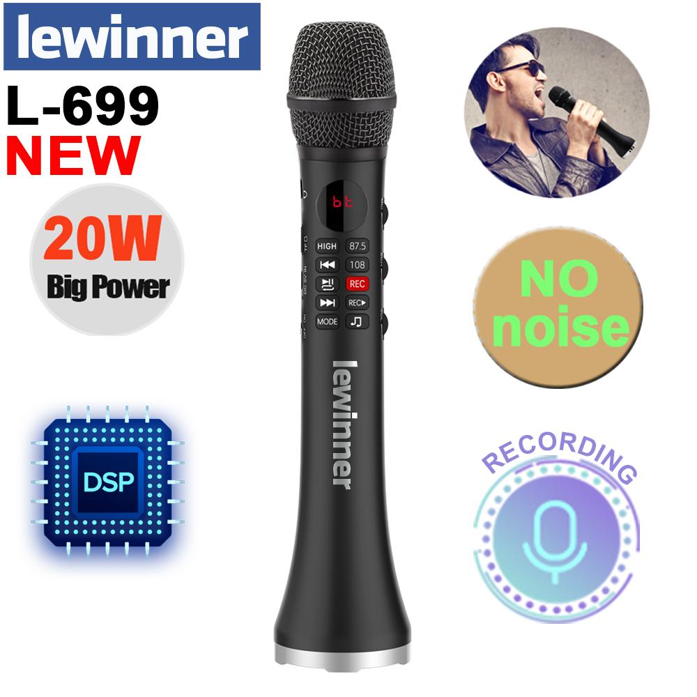 Micro hát karaoke chuyên nghiệp Lewinner L-699 Loa không dây Micro Bluetooth di động cho điện thoại hỗ trợ ghi âm TF play Màu sắc: hồng