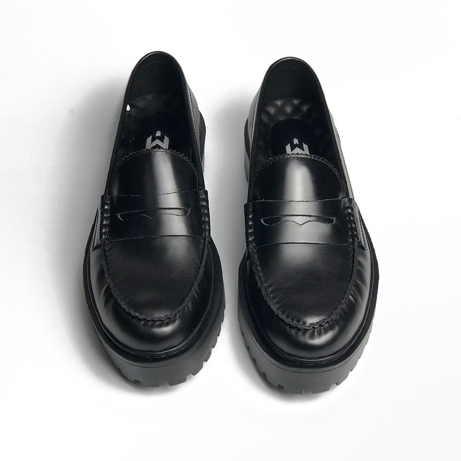 Giày tây lười Penny Loafer MAD Chunky Black & White công sở da bò cao cấp phong cách cá tính thời trang