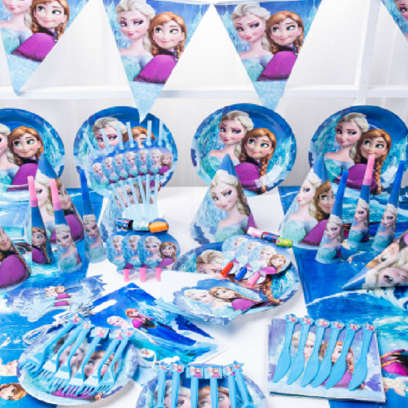 Sét trang trí sinh nhật 16 món đầy đủ cho bé gái chủ đề công chúa ELSA
