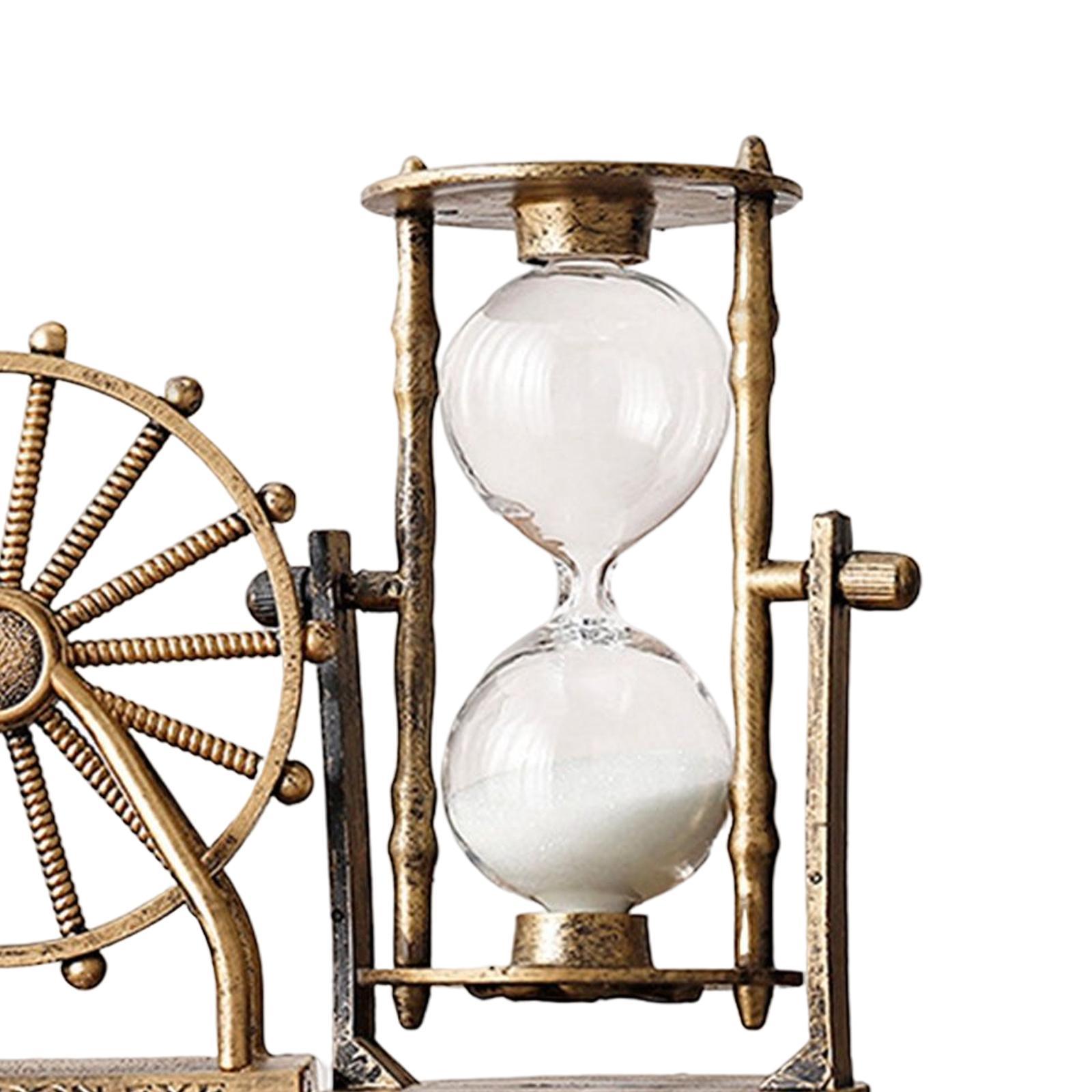 Sky Wheel Hourglass Rotating Sand Timer Home Decoration Wooden Base