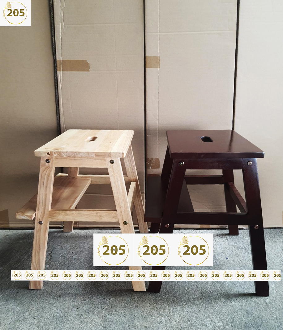 Ghế bậc thang 2 tầng bằng gỗ cao su 100% MÀU VÀNG - 205 TC WOODEN STOOL 