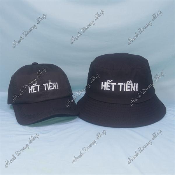 Set Nón Cặp Bucket & Cap Hết Tiền (HET01); (KHT01) - Đen
