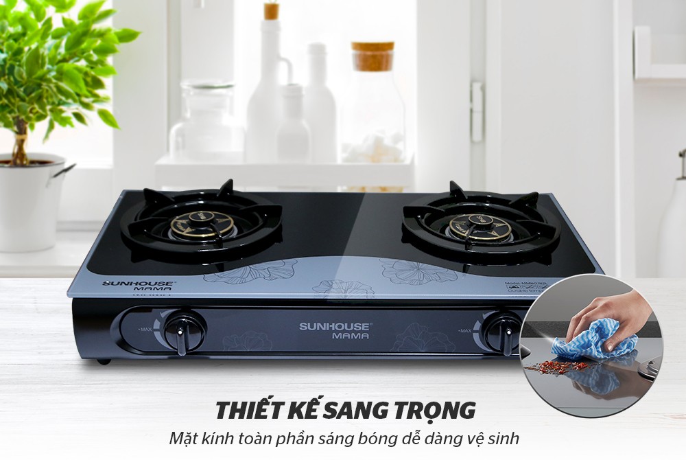 Bếp Gas Dương Đôi Mặt Kính Sunhouse Mama MMB0782L - Hàng Chính Hãng