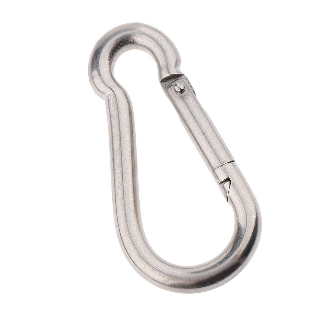 2xHeavy Duty 316 Stainless Steel Spring Snap Hook Carabiner Keychain Clip M8