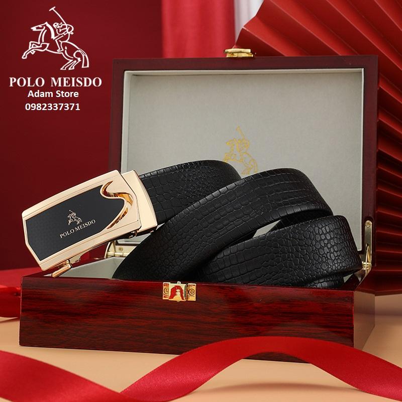 Thắt Lưng Nam Dây Nịt Nam Da Bò Cao Cấp Hàng Hiệu POLO MEISDO Khóa Tự Động BH 24 Tháng