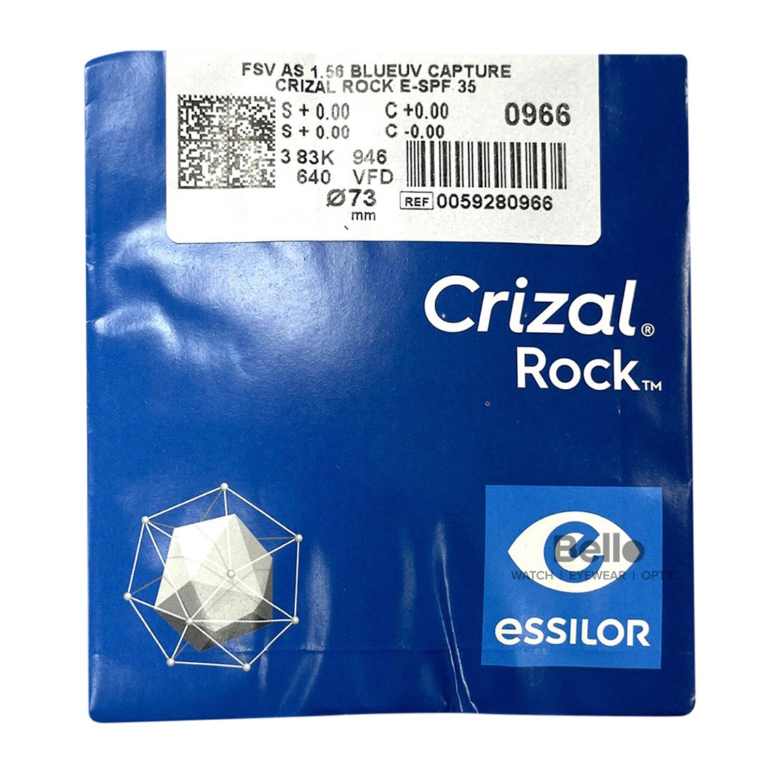 Tròng Essilor Crizal Rock chống ánh sáng xanh bảo vệ mắt khi ngồi máy tính điện thoại cho tầm nhìn trong suốt độ bền cao (1 cặp)