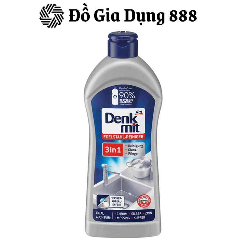 Chai Nước Tẩy Rửa Đa Năng Inox Denkmit 3in1 Giúp Tẩy Sạch, Làm Bóng Mọi Bề Mặt Inox, Dung Tích 300ml, Nhập Đức