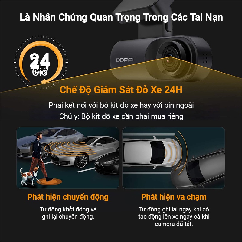 Camera Hành Trình Ô Tô Sothing DDPAI Dash Cam N3 GPS / N3 Pro GPS Độ Phân Giải 1600P- Hàng Chính Hãng