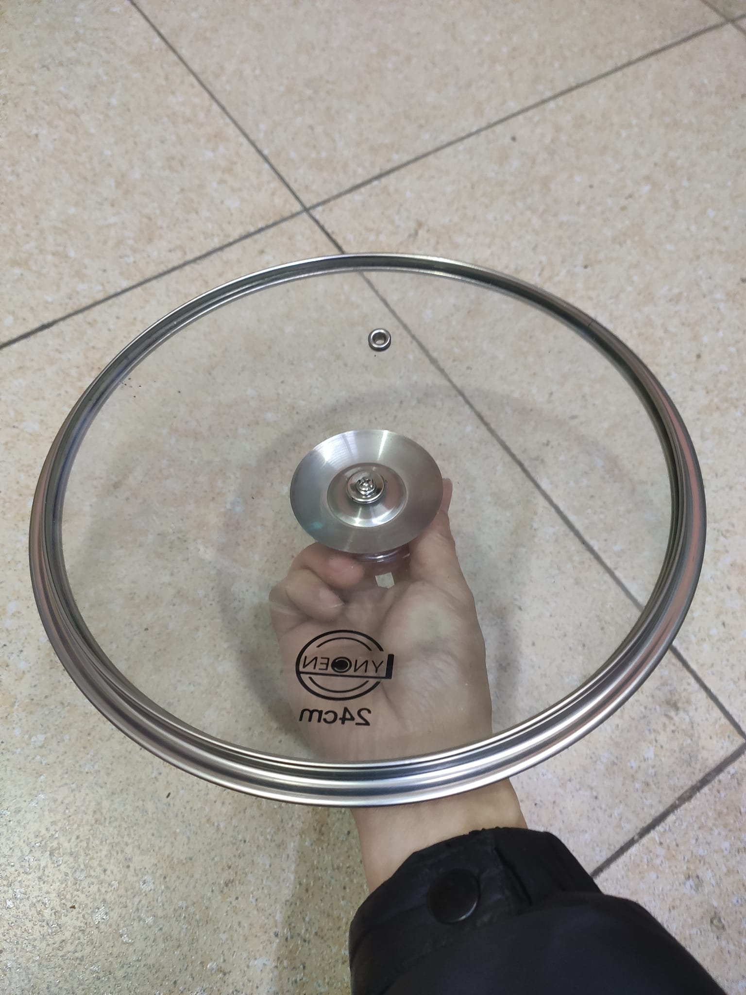 Nắp vung nồi chảo kính cường lực viền inox Lyncen xuất Nhật size 16/18/20/22/24/26/28/30cm