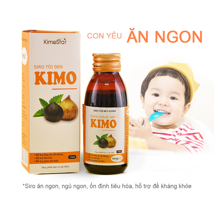 Siro tỏi đen mật ong cho bé biếng ăn, giúp ăn ngon, tiêu hóa tốt, tăng đề kháng Kimo 125ml