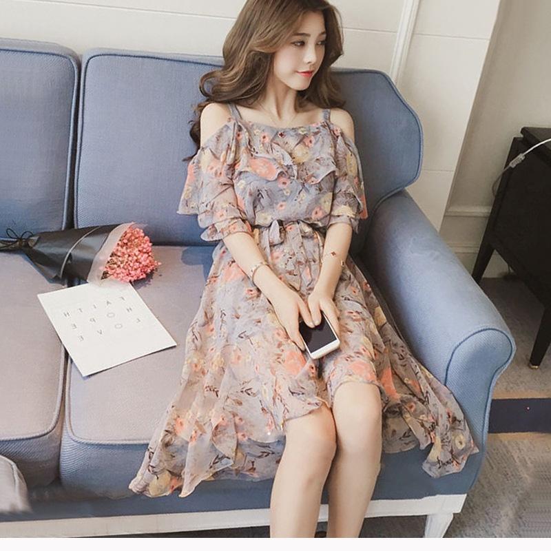 Váy nữ trễ vai hoa nhí phong cách vintage bánh bèo, Đầm tiểu thư ulzzang dáng xòe dự tiệc Da102