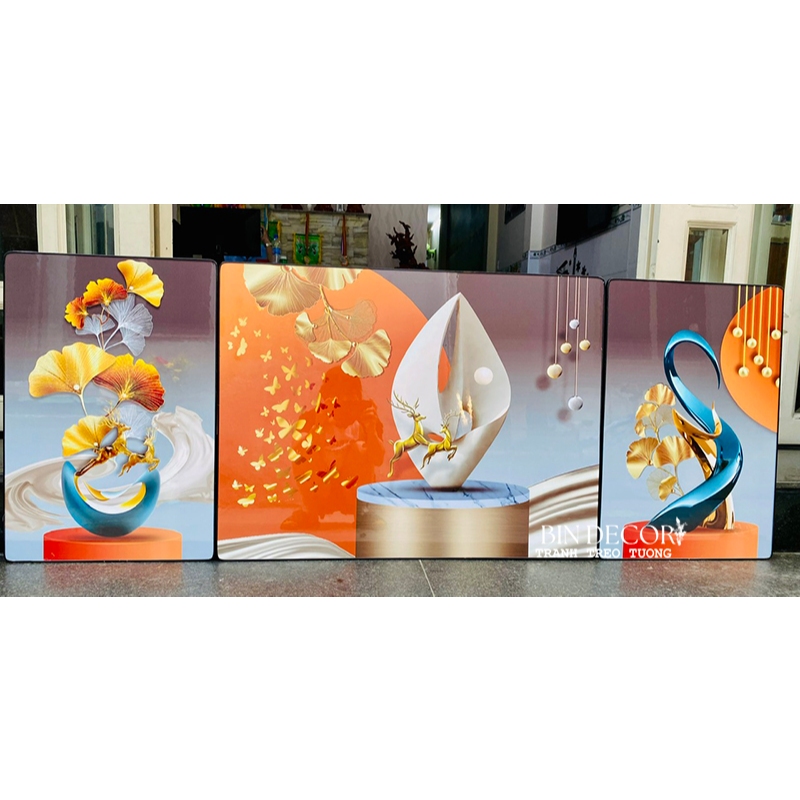 (CÓ ẢNH THẬT)Tranh treo tường cách điệu núi non hùng vĩ  bo viền trang trí decor phòng khách, lám quà tân gia kèm đinh treo