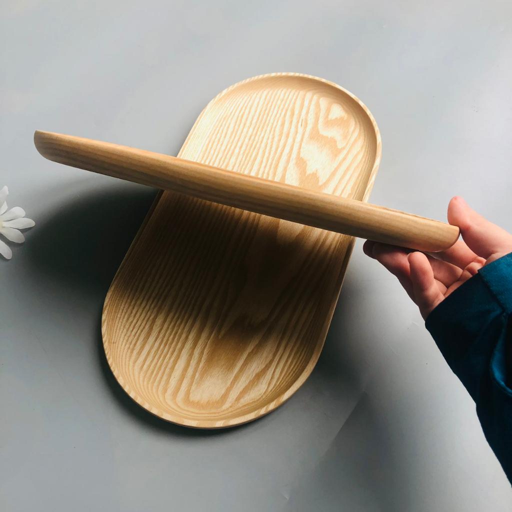Khay Gỗ Đựng Đồ Ăn, Decor Hình Oval Chất Liệu Gỗ Tần Bì Xinh Xắn Của Craft Closet
