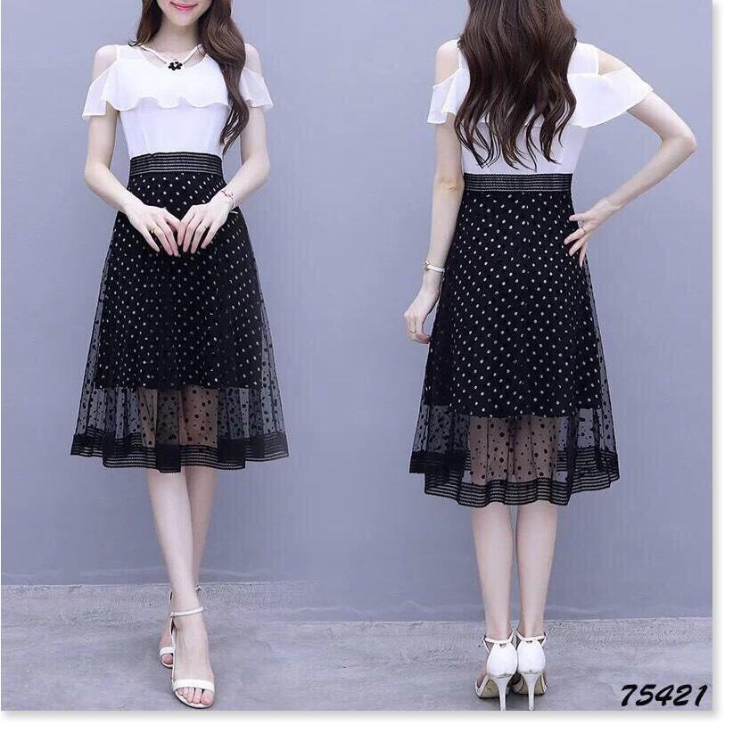 Đầm xòe tay con rớt vai siu xinh cho các nàng