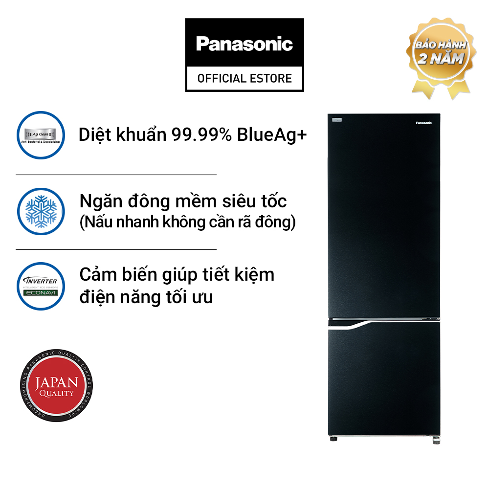 Tủ Lạnh 2 Cánh Panasonic 322 Lít NR-BV360GKVN ngăn đá dưới - Ngăn đông mềm siêu tốc - Hàng chính hãng