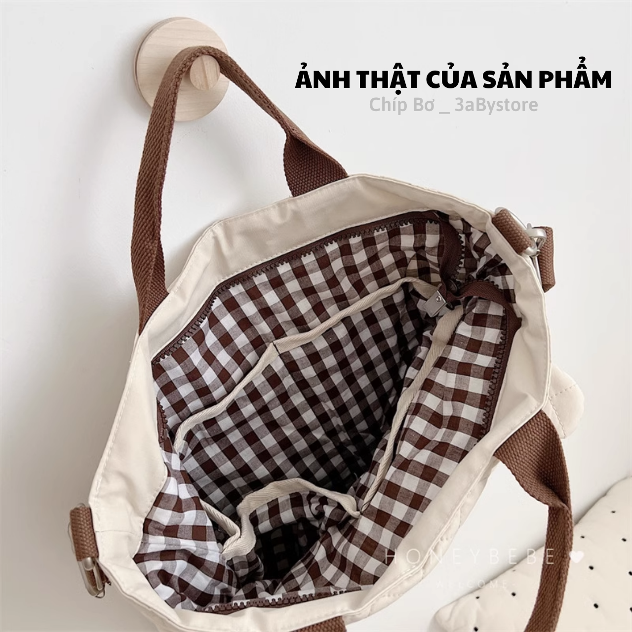 TÚI ĐỰNG BỈM SỮA gấu ( kt - 35cm x 38cm ) Hàn Quốc chất Liệu Cotton loại đẹp có dây đeo